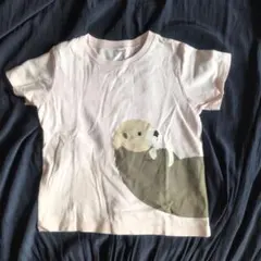 無印良品　110 ラッコ柄 キッズTシャツ ピンクのサムネイル