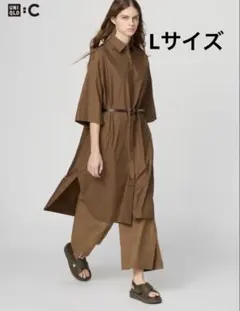 UNIQLO コットンオーバーサイズシャツワンピース　5分袖