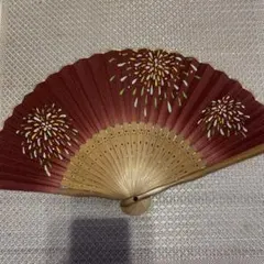 hiromimamaさん専用　赤色 花火模様 扇子
