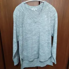 GLOBAL WORK グレー Vネック ニット M