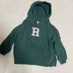 緑色フード付きトレーナー R刺繍　プティマイン　ロゴ　パーカー　トップス　90