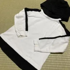 GU ジーユー　トレーナー　パーカー　120サイズ　白　黒　重ね着風