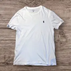 【美品】ラルフローレン M 白 紺ポニー カスタムフィット Tシャツ 定番 人気