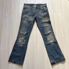 grunge led pepper fade flare denim pants - メルカリ
