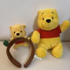 ディズニーに！　くまのプーさんのぬいぐるみとカチューシャのセット