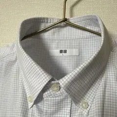 UNIQLO チェック柄 長袖シャツ Lサイズ　ボタンダウン　ブルー×ホワイト