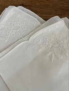 リネン 白 ホワイトワーク 手刺繍 ドロンワーク 40cm 2枚セット