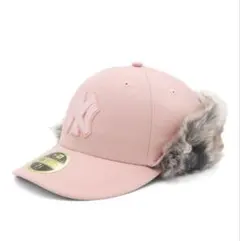 ニューエラ　NEWERA ピンク　ファー付きNY 59FIFTY ラインストーン
