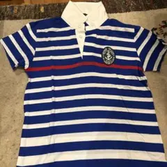 Ralph Lauren 青白ストライプ 半袖襟付きTシャツ 7f