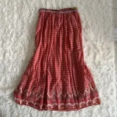 ジャーナルスタンダード花柄 フレアロングスカート ゴムウエスト　インド製綿100