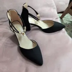 ブラックスエードポインテッドトゥハイヒール