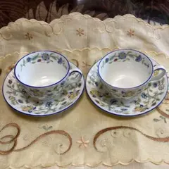 MINTON ミントン　ハドンホールブルー　カップ&ソーサー２客セット
