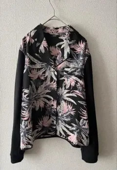EMODA シャツジャケット　　　スエット袖　ボタニカル柄　　　黒×ピンクのサムネイル