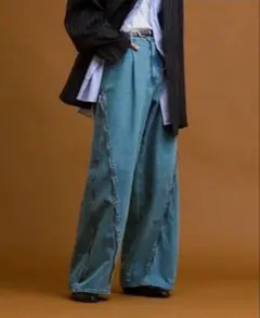 【soerte】 3WAY サイドジップバギーデニムパンツ ライトブルーサイズ0のサムネイル
