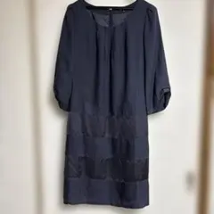 ダークグレー 膝丈ワンピース 長袖