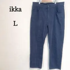 イッカ カジュアルパンツ ボトムス L ネイビー チェック レディース
