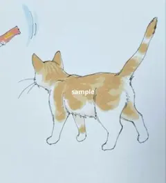 手描きイラスト　オリジナル　原画　ねこの絵