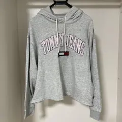TOMMY JEANS ロゴ刺繍 パーカー グレー Mサイズ中古のサムネイル
