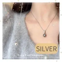 フォーマル 一粒パール ダイヤネックレス シルバー 卒業式入学式結婚式 韓国清楚