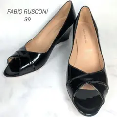 FABIO RUSCONI オープントゥパンプス エナメル 本革イタリア製 39