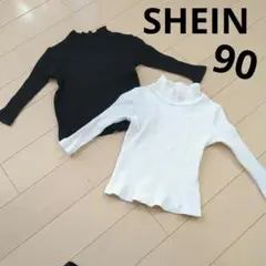 SHEIN トップス 黒 白 2枚セットまとめ売り 90 女の子 長袖 シーイン