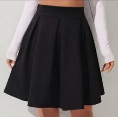 SHEIN PETITE ハイウエストソリッド プリーツブラックスカート