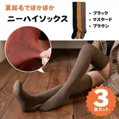 ニーハイソックス レディース 靴下 3色セット 秋冬カラー ぽかぽか ②