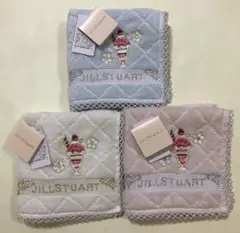 ジルスチュアート ミニタオルハンカチ　３枚　パフェ　刺繍　タオル　ハンカチ