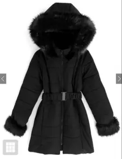 【超美品】GRL ベルト付きブラックファーダウンコート[kd13]