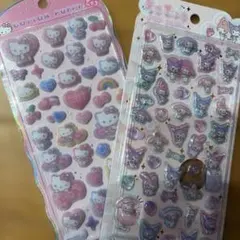 【新品未開封】キティ コットンパフィシールとサンリオ うるちゅる ポップシール