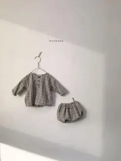 韓国子供服　新品　monbebe チェックブラウス　アウトレット品