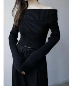celon off shoulder rib knit