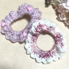 （ハンドメイド）no.032 かぎ針編みシュシュ2個