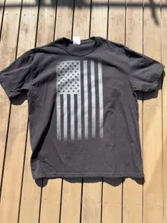 【USA製】星条旗 Tシャツ 黒 2XL ビッグシルエット アメリカ製 ゆるだぼ