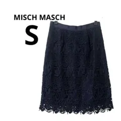 MISCH MASCH 美品 ネイビー 花柄レース ひざ丈スカート Sサイズ