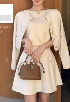 bobon21♡上品ガーリーテーラードジャケット♡ホワイト♡バレエコア 