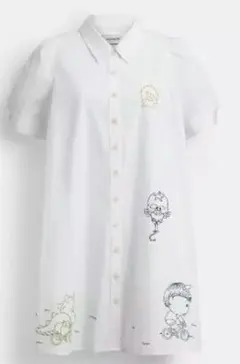 8の日セール❗COACH x Brain Dead半袖シャツワンピース ホワイト