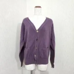 POLO ラルフローレン 90s ウールカーディガン パープル系 ポケット（M）のサムネイル