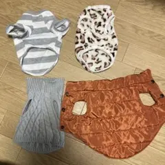 犬服4点セット ストライプ・ヒョウ柄・グレー・オレンジ　Sサイズのサムネイル