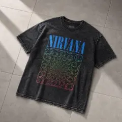 NIRVANA ニルヴァーナ スマイル レインボー バンドTシャツ M 古着