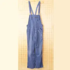 70s 80sフランス製 コットンワークオーバーオール W35 ネイビー ss2