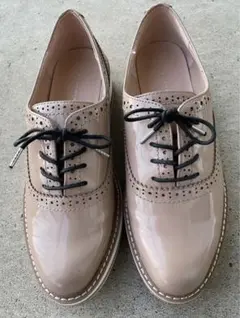 ウィングチップ ローファー エナメル 厚底 ベージュ ZARA ザラ