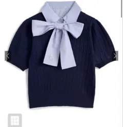 2Way襟付きリボンケーブル編みニットトップス[kz681]