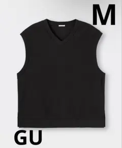 GU 黒いノースリーブニットベストM