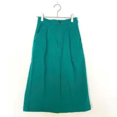 グレイル ひざ丈 スカート 緑 M タック スリット ウエストゴム 丈長め