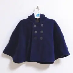 未使用 ベビー ポンチョ ケープ ネイビー 70 80 90 フード付き