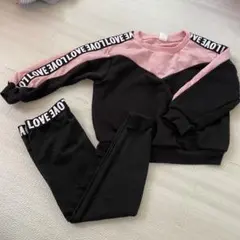 SHEIN ロゴスウェット セットアップ ピンク ブラック 18-24M
