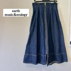 earth フロントZIPデニムスカート　バックレースアップ　春夏
