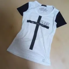 十字架 プリント Tシャツ クロスデザイン 半袖 M