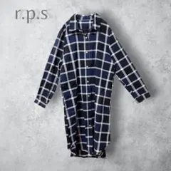 【r.p.s】　コットン　チュニックシャツ　ロングシャツ　M ネイビー　洗えるのサムネイル